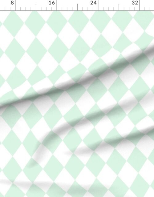 Fabric in Pastel Mint Cream Drift Diamonds on White