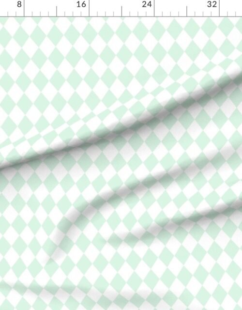 Fabric in Small Pastel Mint Cream Drift Diamonds on White