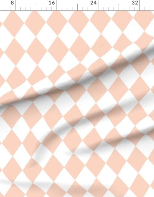 Fabric in Pastel Peach Blush Glow Diamonds on White