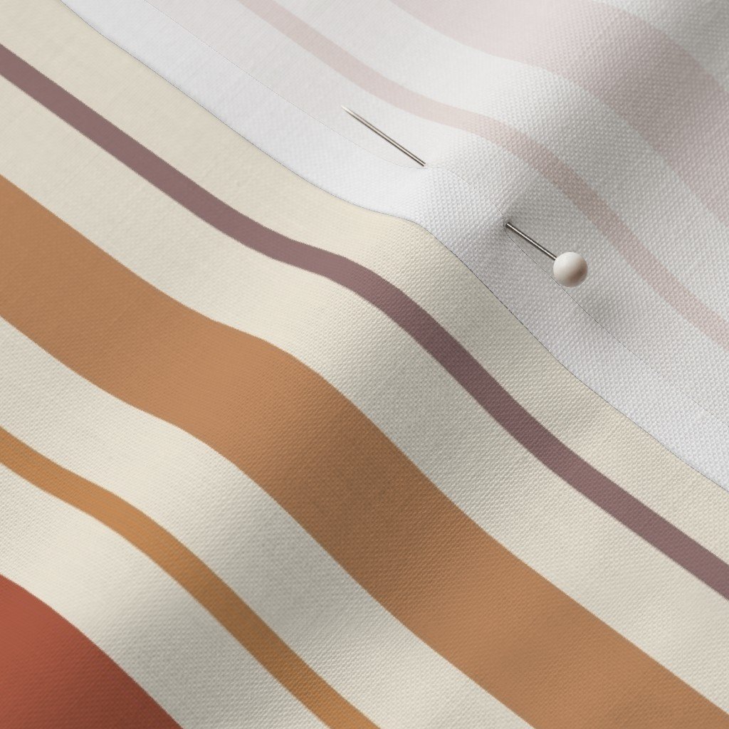 Fabric in Vertical Ticking Stripe in Burnt Terracotta Clay Shades on Cream Fabric in Vertical Ticking Stripe in Burnt Terracotta Clay Shades on Cream - Image 3