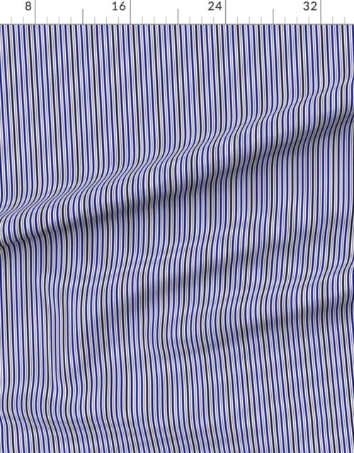 Fabric in Mini Vertical Ticking Stripe in Cobalt Navy and Cream