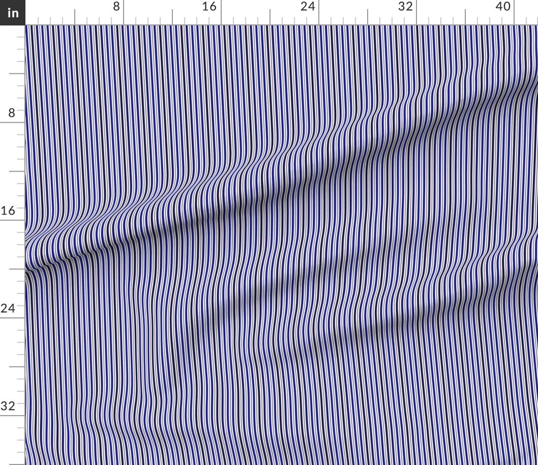 Fabric in Mini Vertical Ticking Stripe in Cobalt Navy and Cream Fabric in Mini Vertical Ticking Stripe in Cobalt Navy and Cream