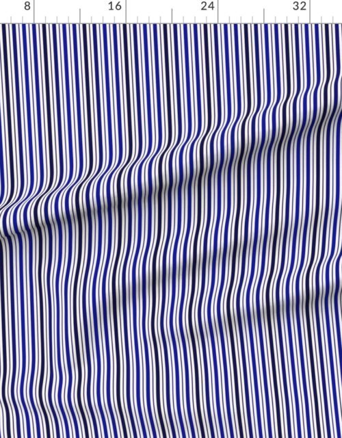 Fabric in Small Vertical Ticking Stripe in Cobalt Navy and Cream