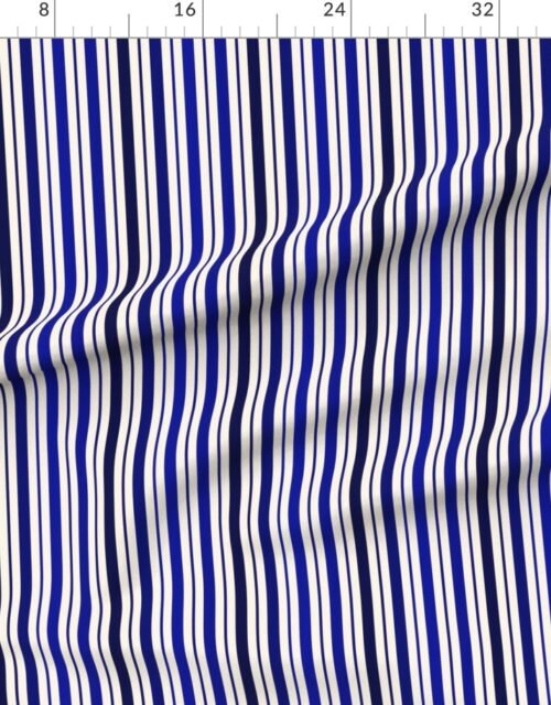 Fabric in Vertical Ticking Stripe in Cobalt Navy and Cream