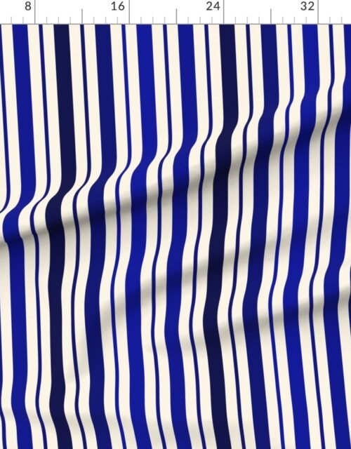 Fabric in Large Vertical Ticking Stripe in Cobalt Navy and Cream