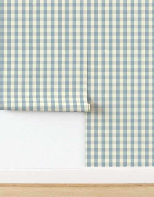 Faded 1 inch Airy Blue Gingham Check Wallpaper