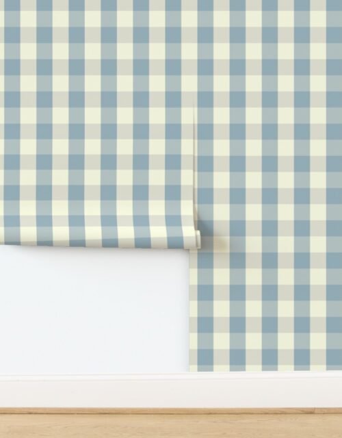Faded 2 inch Airy Blue Gingham Check Wallpaper