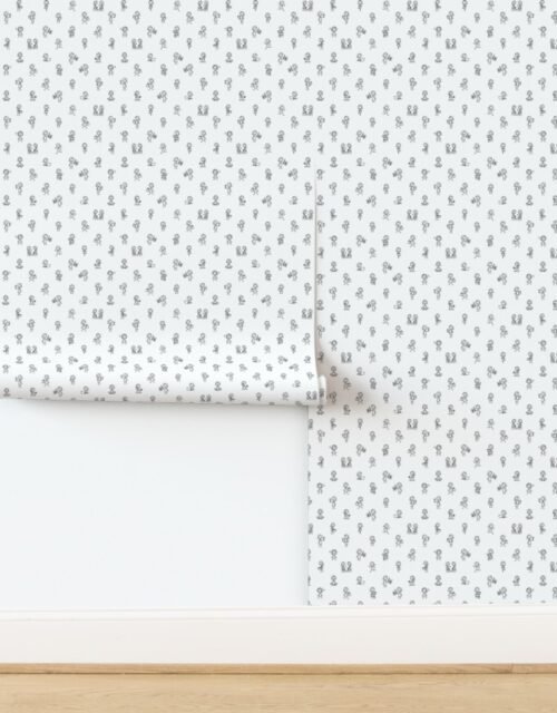 Girls Just Wanna Have Fun Stick Figure Pattern in Black on White Wallpaper