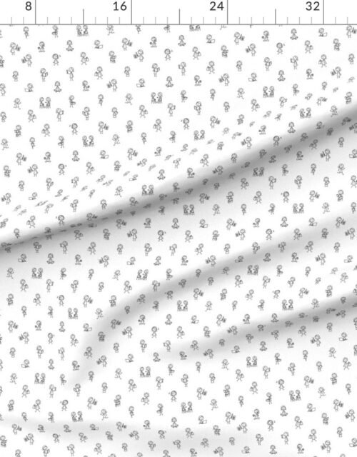 Fabric in Girls Just Wanna Have Fun Stick Figure Pattern in Black on White