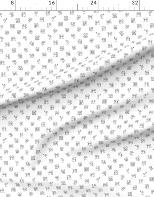 Fabric in Just Married Fun Stick Figure Wedding Pattern in Black on White