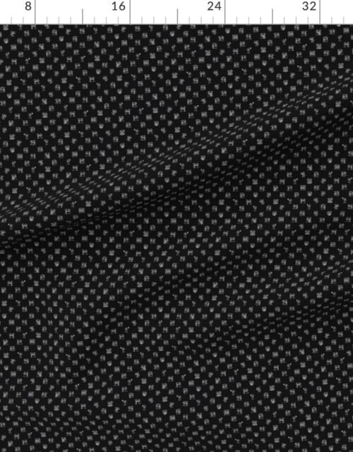 Fabric in Mini Just Married Tiny Stick Figure Wedding Doodles in White on Black