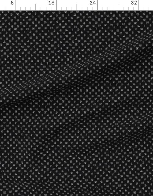 Fabric in Mini Stick Figure Christmas Cheer Black on White Holiday Doodle Pattern