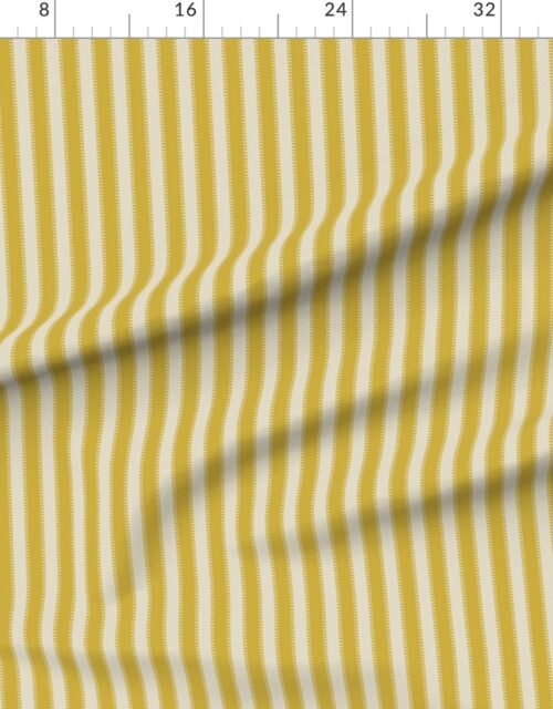 Fabric in Serrated Sunfish Gold Classic Stripe on Cream