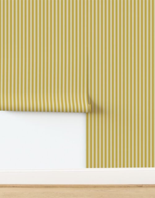 Serrated Sunfish Gold Small Stripe on Cream Wallpaper