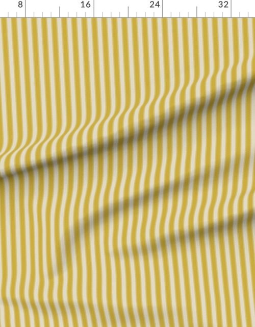 Fabric in Serrated Sunfish Gold Small Stripe on Cream