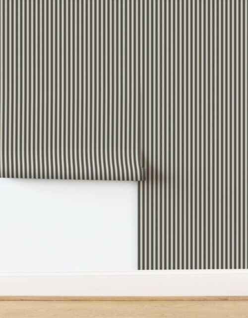 Serrated Stingray Grey Mini Stripe on Cream Wallpaper