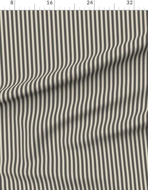 Fabric in Serrated Stingray Grey Mini Stripe on Cream