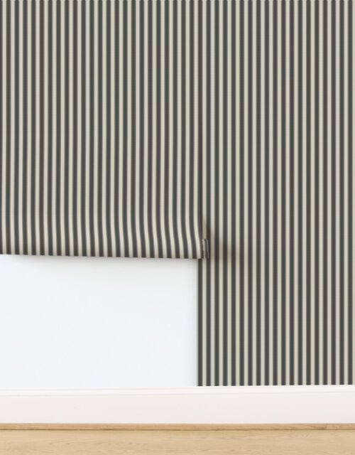 Serrated Stingray Grey Small Stripe on Cream Wallpaper