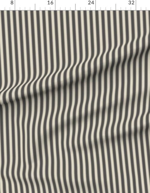 Fabric in Serrated Stingray Grey Small Stripe on Cream