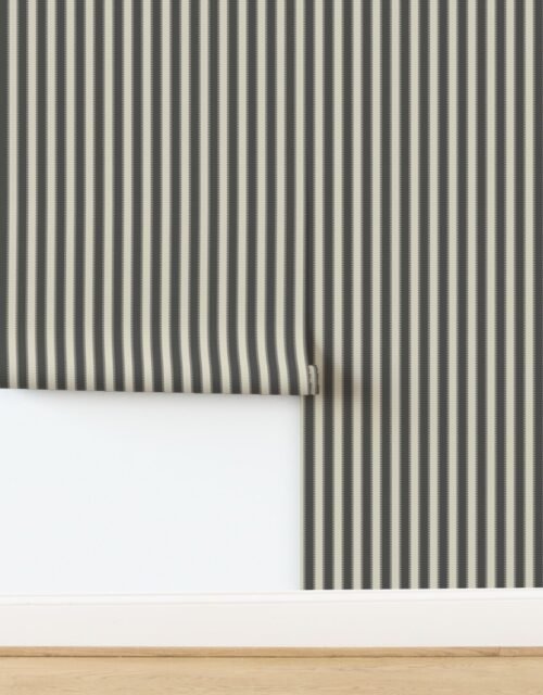 Serrated Stingray Grey Classic Stripe on Cream Wallpaper