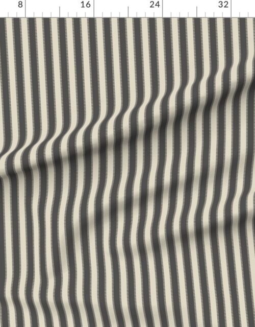 Fabric in Serrated Stingray Grey Classic Stripe on Cream