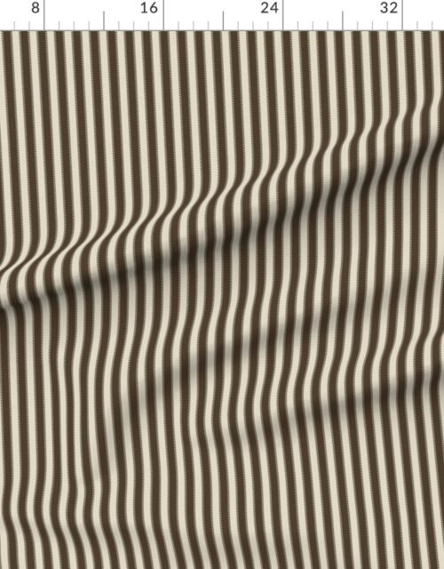 Fabric in Serrated Rockpool Brown Small Stripe on Cream