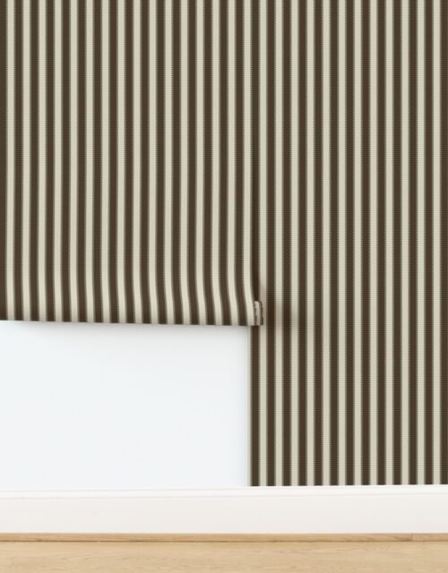 Serrated Rockpool Brown Classic Stripe on Cream Wallpaper