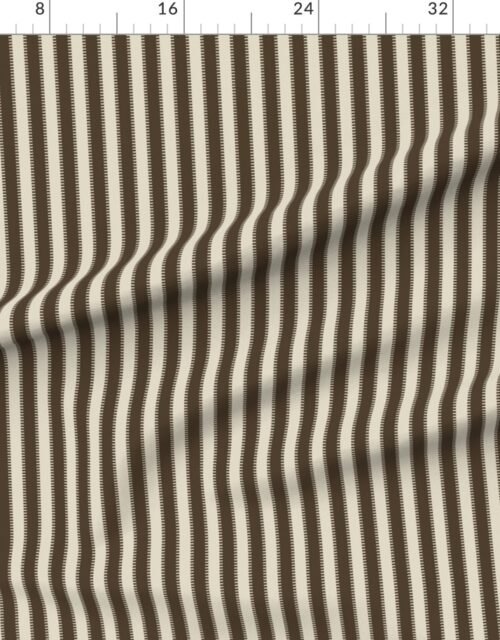 Fabric in Serrated Rockpool Brown Classic Stripe on Cream