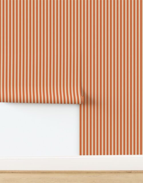 Serrated Tigerfish Orange Small Stripe on Cream Wallpaper