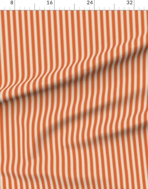 Fabric in Serrated Tigerfish Orange Small Stripe on Cream