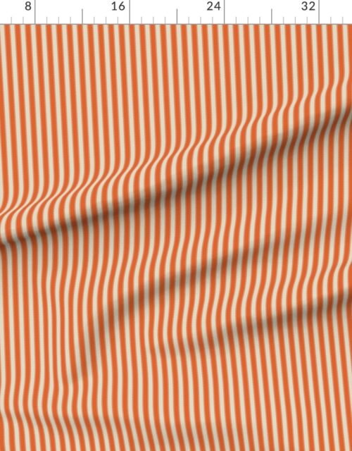 Fabric in Serrated Tigerfish Orange Mini Stripe on Cream