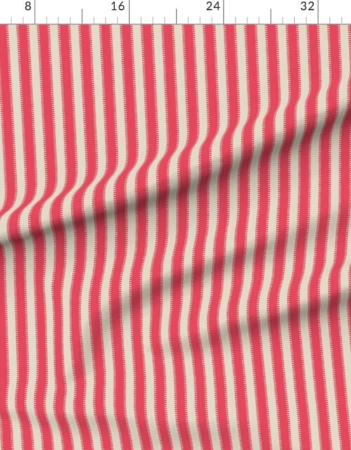 Fabric in Serrated Pompano Red Classic Stripe on Cream