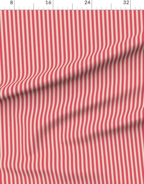 Fabric in Serrated Pompano Red Mini Stripe on Cream