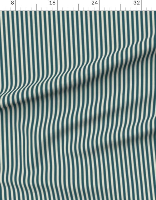 Fabric in Serrated Blue Crab Mini Stripe on Cream