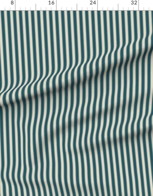 Fabric in Serrated Blue Crab Small Stripe on Cream