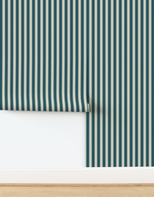 Serrated Blue Crab Classic Stripe on Cream Wallpaper