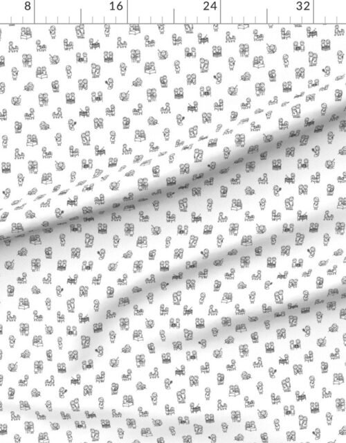 Fabric in Baby Stick Figure Moments Pattern Black on White