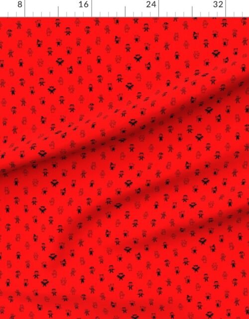 Fabric in Black Stick Figure Halloween Parade on Vampire Red