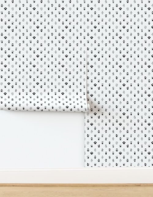 White Stick Figure Halloween Costume Parade Pattern Wallpaper