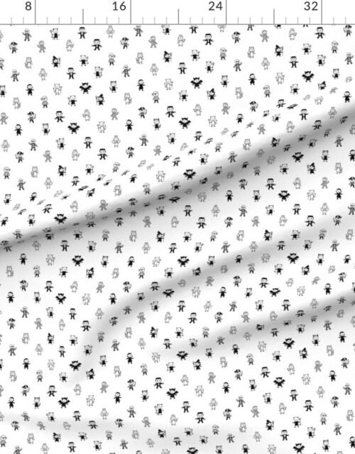 Fabric in White Stick Figure Halloween Costume Parade Pattern