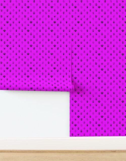 Neon Pink Stick Figure Halloween Costume Parade Pattern Wallpaper