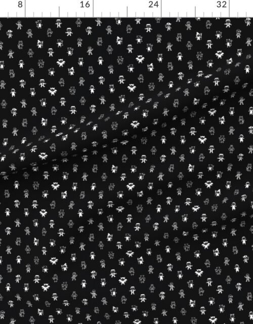 Fabric in Black Stick Figure Halloween Costume Parade Pattern