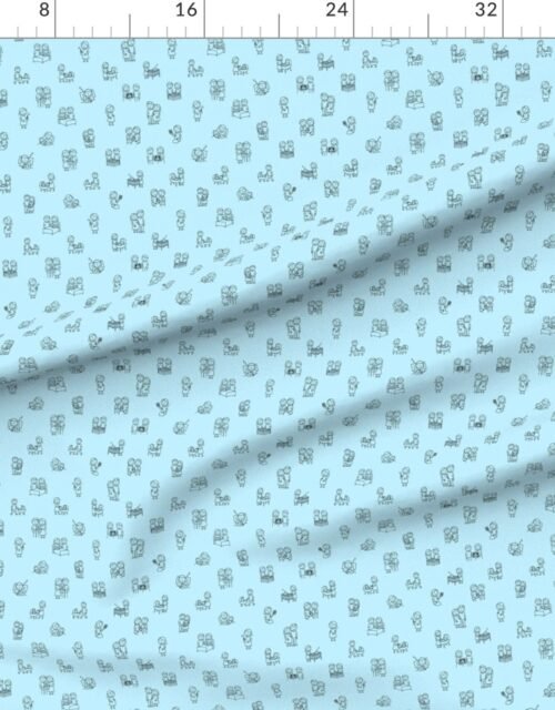 Fabric in Baby Blue Baby Stick Figure Moments Pattern