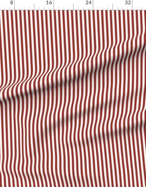 Fabric in Serrated Winterberry Red Lace Mini Stripe on White