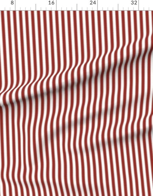 Fabric in Serrated Winterberry Red Lace Small Stripe on White