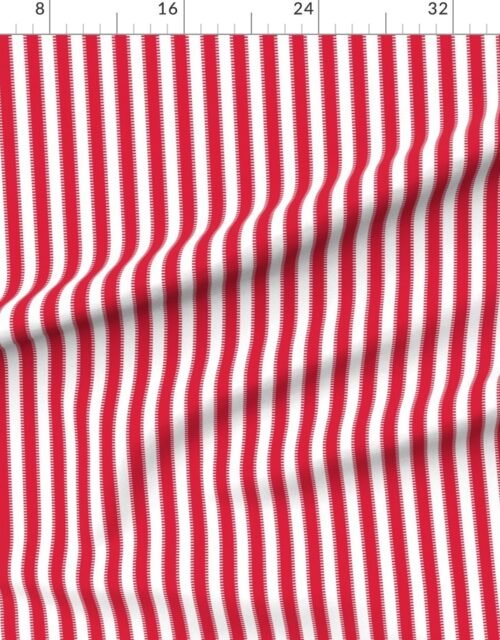 Fabric in Serrated Peppermint Red Classic Stripe on White