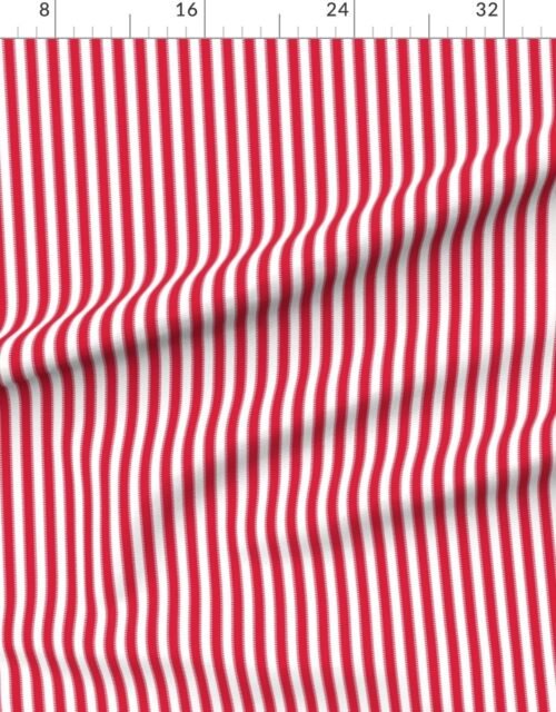 Fabric in Serrated Peppermint Red Small Stripe on White