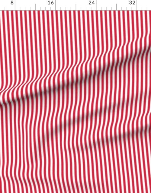 Fabric in Serrated Peppermint Red Mini Stripe on White