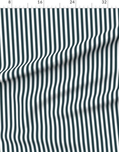 Fabric in Serrated Balsam Fir Green Small Stripe on White