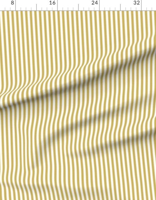 Fabric in Serrated Gold Garland Mini Stripe on White